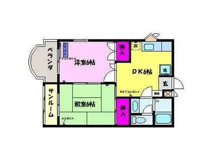 ハイムピア(2DK/2階)の間取り写真