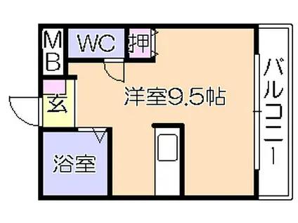 アザレアハイツ蒲池(ワンルーム/2階)の間取り写真