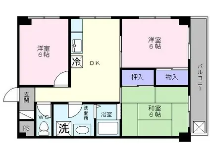 北条黒田マンション(3DK/3階)の間取り写真