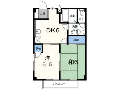 シャルマン・ヒルズ(2DK/2階)の間取り写真