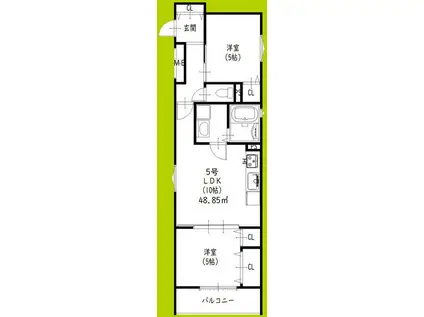 クリエオーレ菊水町(2LDK/1階)の間取り写真