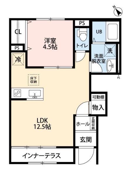 リーブルファイン相模原中央区中央(1LDK/1階)の間取り写真