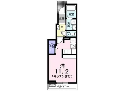 リリー・ブローテII(ワンルーム/1階)の間取り写真