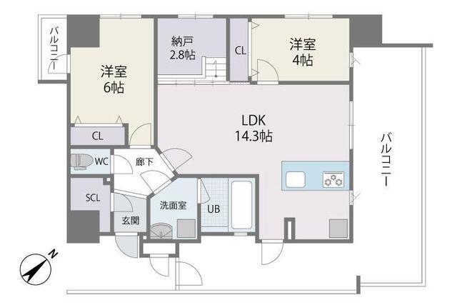 MODERN ASPIRATION 平尾駅前(2LDK/4階)の間取り写真