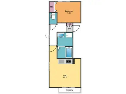 リベール 桜台(1LDK/2階)の間取り写真