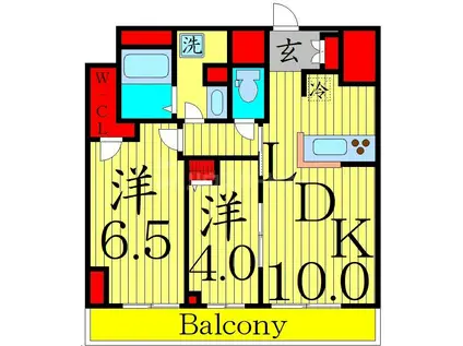 BLESS蔵前(2LDK/11階)の間取り写真