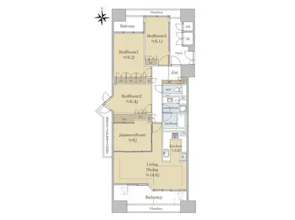 パークスクエア岡本(4LDK/4階)の間取り写真