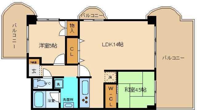 コーポあまの(2LDK/3階)の間取り写真