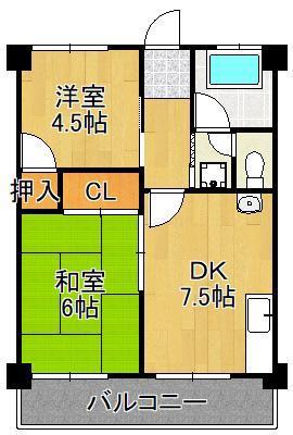 ラシーヌ新池(2DK/5階)の間取り写真