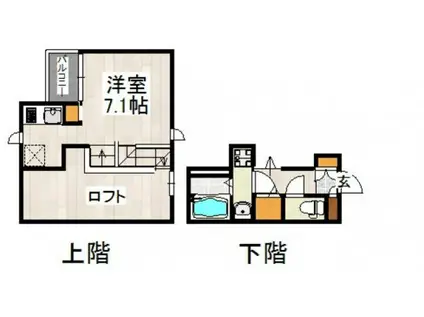 CB箱崎グレイン(1K/1階)の間取り写真