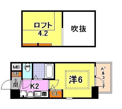 エステムコート三宮駅前ラ・ドゥー(1K/7階)の間取り写真