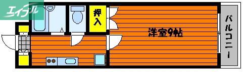 YSハイツ21原尾島(1K/2階)の間取り写真