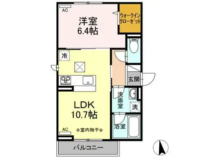 クオーレ(1LDK/1階)の間取り写真