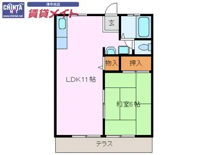 サンマリーナ(1LDK/1階)の間取り写真