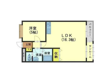 ヴァンベール黒瀬(1LDK/2階)の間取り写真