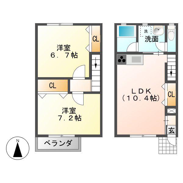 アプト大堀(2LDK/1階)の間取り写真