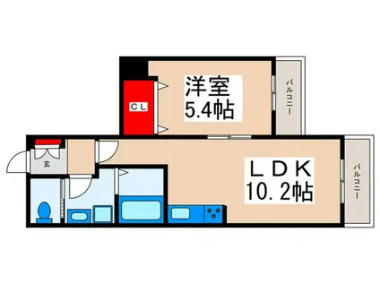 BRUJULA(1LDK/2階)の間取り写真