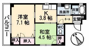 クレール鶴見(2K/4階)の間取り写真