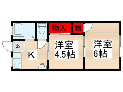 TKハウス2(2K/2階)の間取り写真