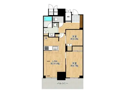 ジオタワー大阪十三(2LDK/14階)の間取り写真