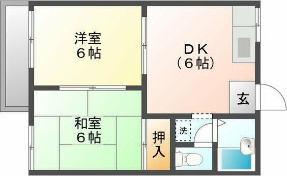 コートビレッジ藤山台(2DK/2階)の間取り写真