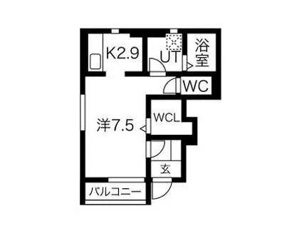 CHRONOIR(1K/1階)の間取り写真