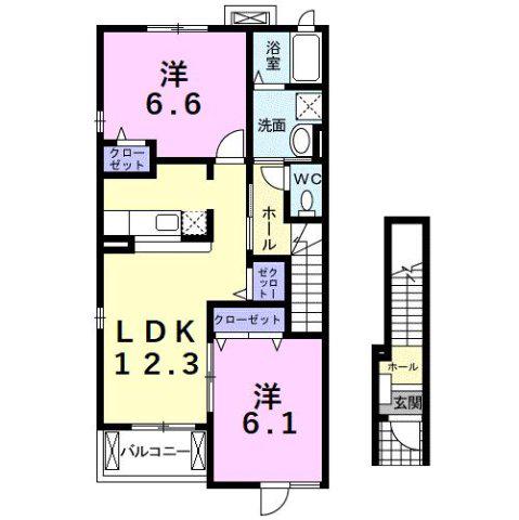 マジュネス(2LDK/2階)の間取り写真