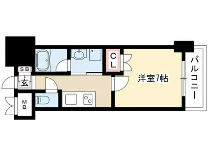 レジディア鶴舞(1K/3階)の間取り写真