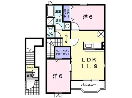 アプローズ(2LDK/2階)の間取り写真