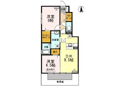 グランフィールド重根II(2DK/1階)の間取り写真