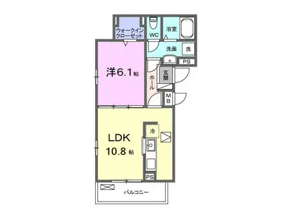 ルミエール(1LDK/1階)の間取り写真