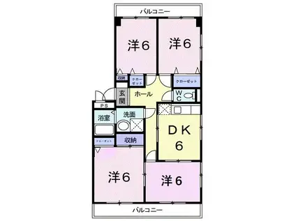 ボヌールレジデンス(4DK/2階)の間取り写真