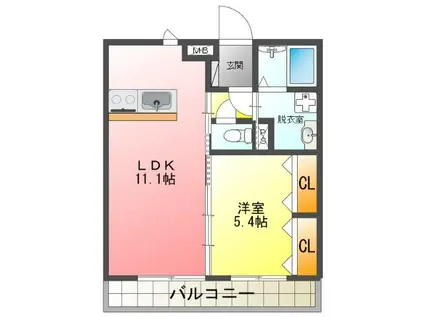 リモージュ北泉A棟(1LDK/1階)の間取り写真