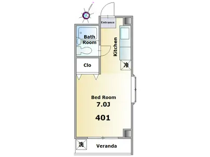 第二大和ビル(ワンルーム/4階)の間取り写真