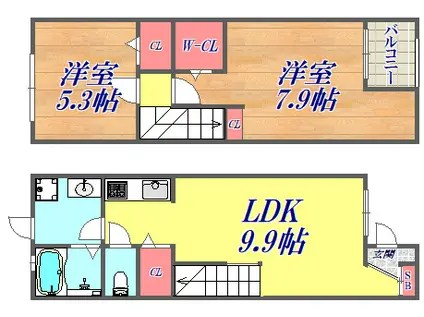 ディアコート(2LDK/1階)の間取り写真