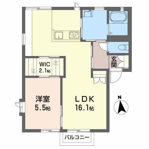 ジュネス高崎(1LDK/2階)の間取り写真