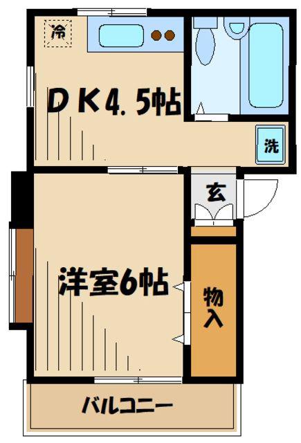 シャトレ東林間(1DK/1階)の間取り写真