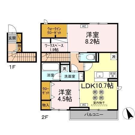 ルガーセグーロ LUGARSEGURO(2SLDK/2階)の間取り写真