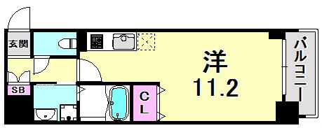 SDグランツ新神戸(ワンルーム/2階)の間取り写真