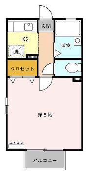 アバンサール(1K/2階)の間取り写真