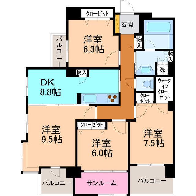 フォレスト金沢西泉(4DK/13階)の間取り写真
