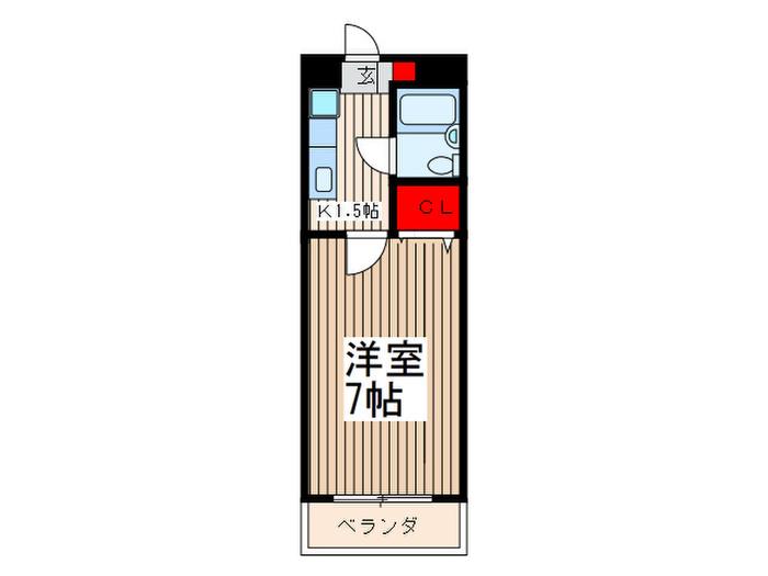入間プレミアム(1K/2階)の間取り写真