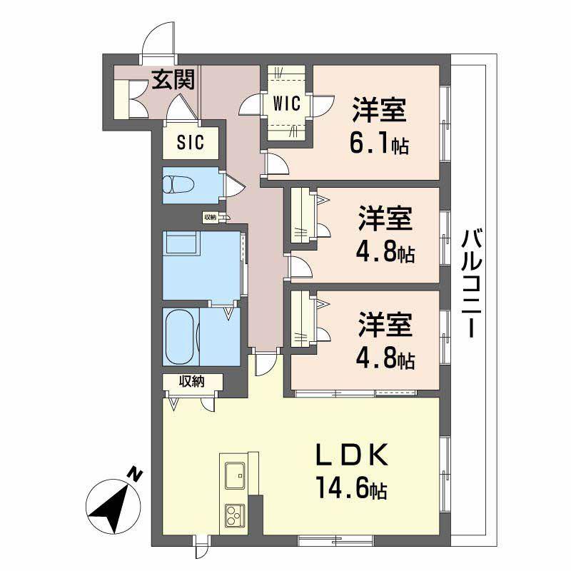 ベレオ広瀬(3LDK/2階)の間取り写真
