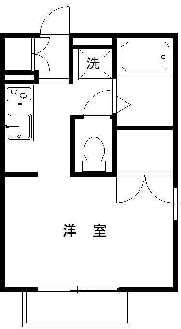 スカイハイツI(ワンルーム/2階)の間取り写真