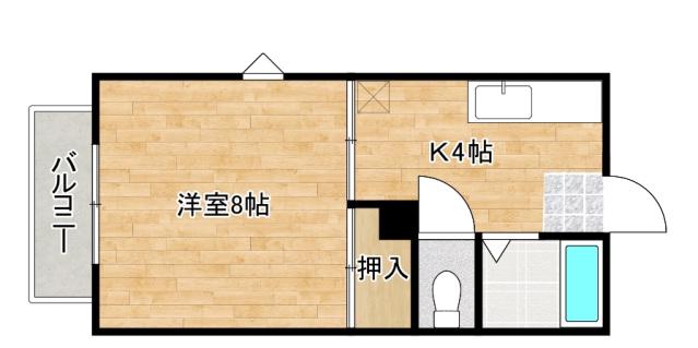 クレアトール高屋C棟(1K/1階)の間取り写真