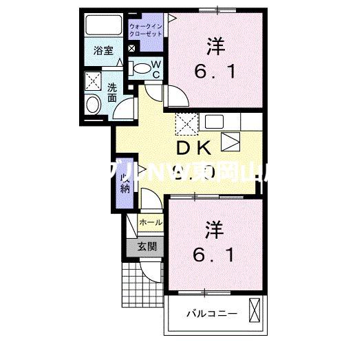 ベントルナータ F(2DK/1階)の間取り写真