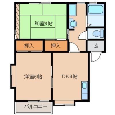 ファミールF(2DK/2階)の間取り写真