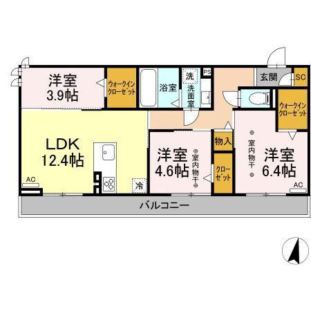 リヴィエール(3LDK/3階)の間取り写真
