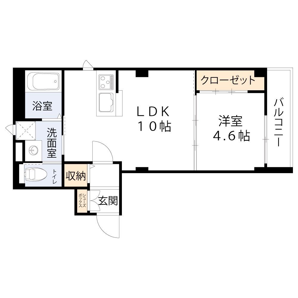 PLAISIR DEUX京町堀(1LDK/4階)の間取り写真