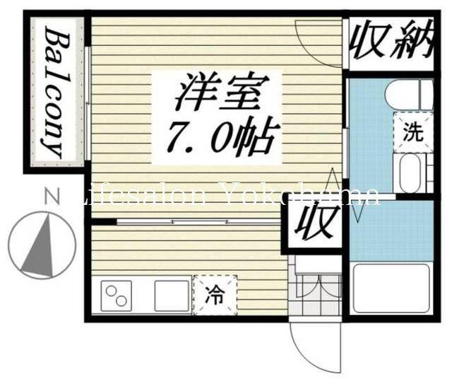 ベルグランデ吉野町(1K/1階)の間取り写真